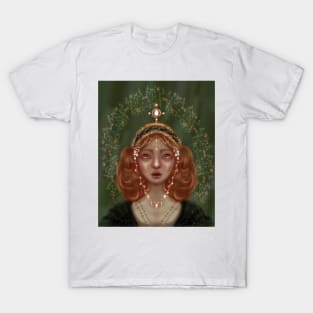 Red Hair Spring Goddess Fairy Pomegranites and Jewels T-Shirt